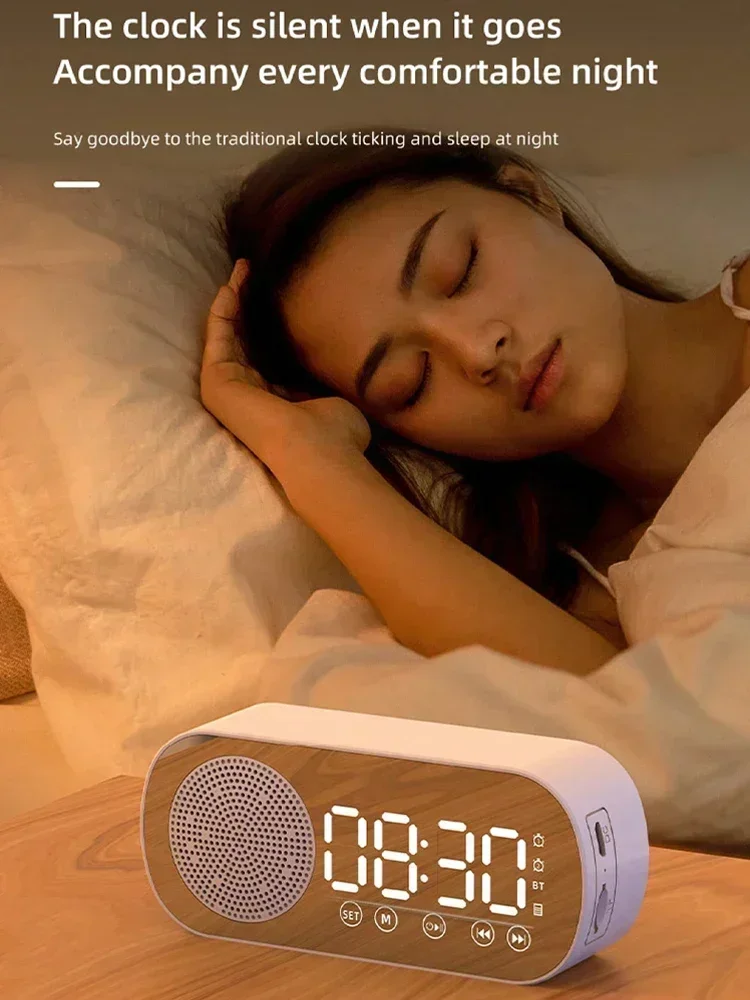 Mini AI Smart Alarm Clock Speaker  bluetooth speaker Subwoofer Clock, Wireless Bluetooth Speaker, Multi-functional Loud