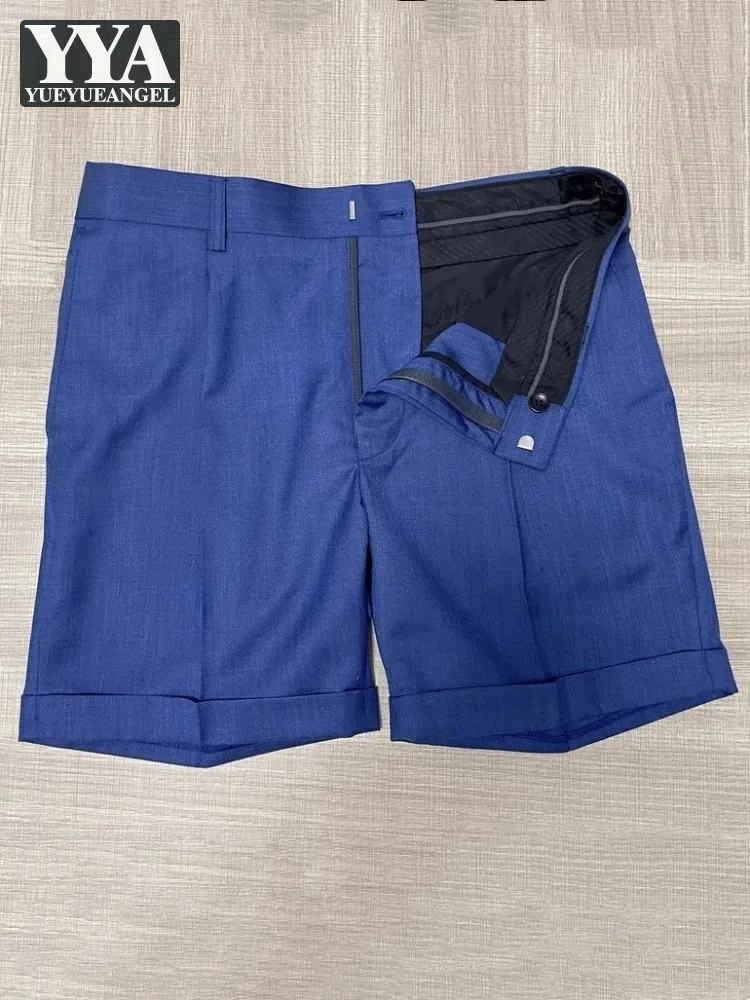 British Style Mens Summer Linen Suit Shorts Solid Color Business Casual Office Knee Length Straight Trousers New Beach Shorts