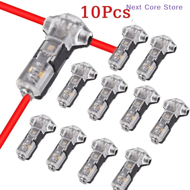 [NC]10Pcs T Type 1 Pin Low Voltage Wire Connector Quick Solderless Wire Splice Connector T Tap Wire Connectors, No Stripping[NC]