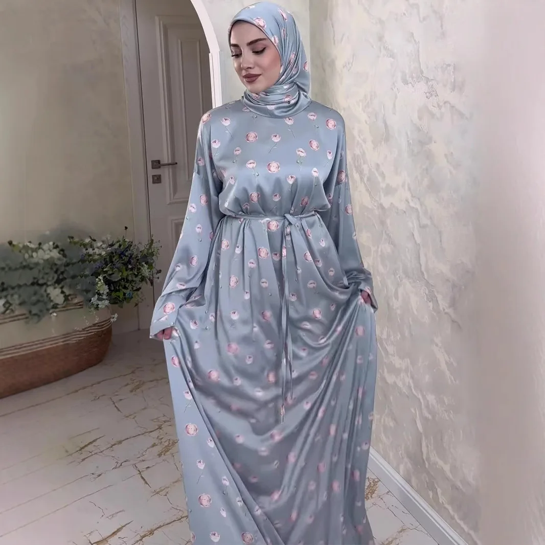 

2026 Summer New Print Elegant Long-sleeve Loose Comfortable Dress Long Dress Robe Abaya Ramadan Dubai Luxury Islam Elegant