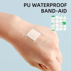 50pcsBand-Aid Quadrado Transparente PU Para Crianças, Impermeável, Bandagem Adesiva Hemostática, Adesivo Protetor