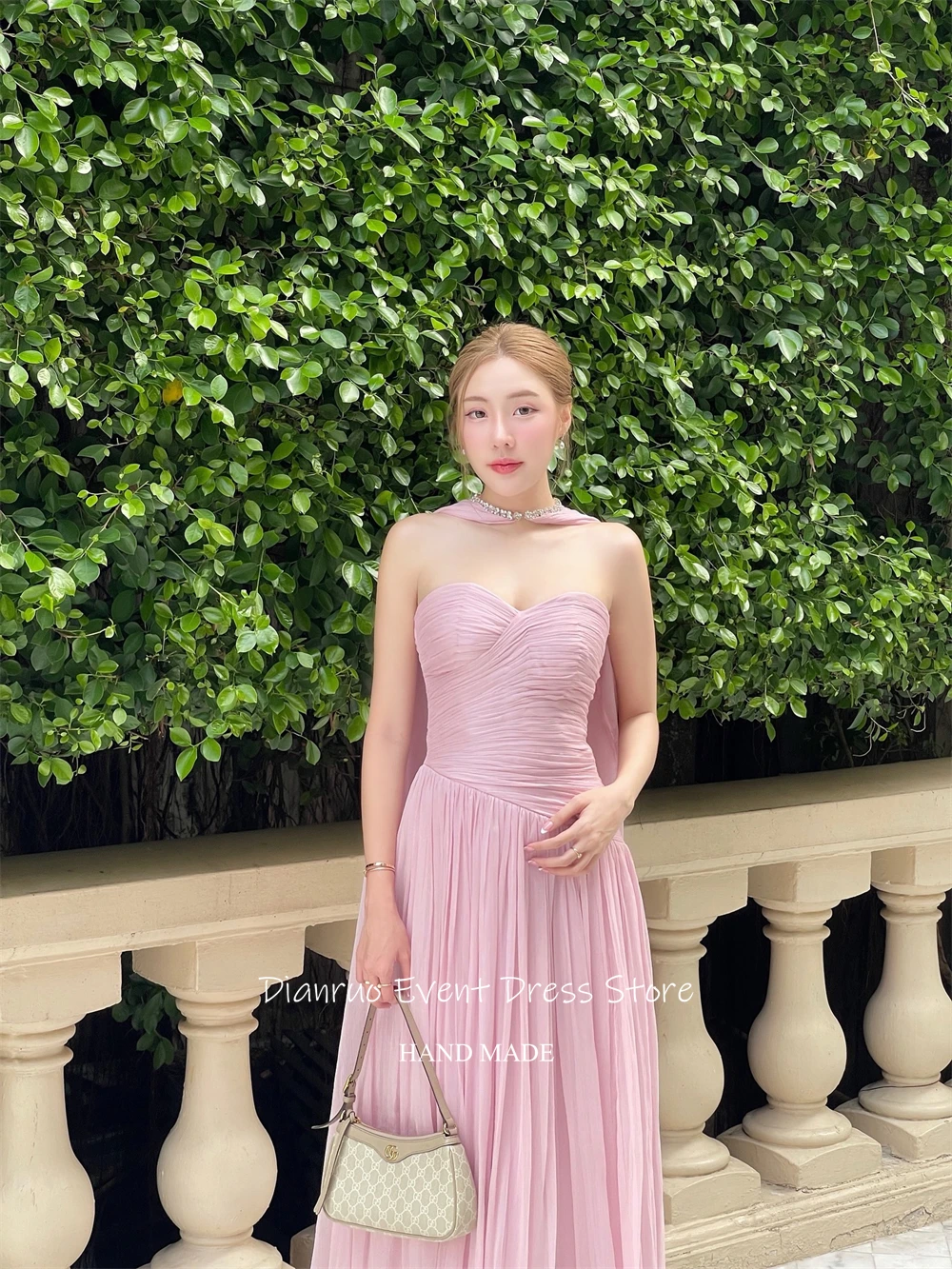 Dianruo-vestido De noche De estilo capa con forma De corazón, Vestidos De fiesta fruncidos fluidos De gasa, vestidos románticos De línea A personalizados