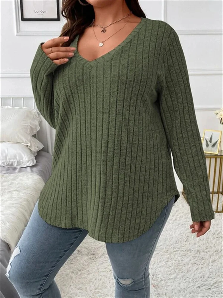 Wmstar Plus Size Women Clothing Shirts for Women V Neck Long Sleeve Top and Blouses Loose Fashion Outfits Wholesale Dropshipping