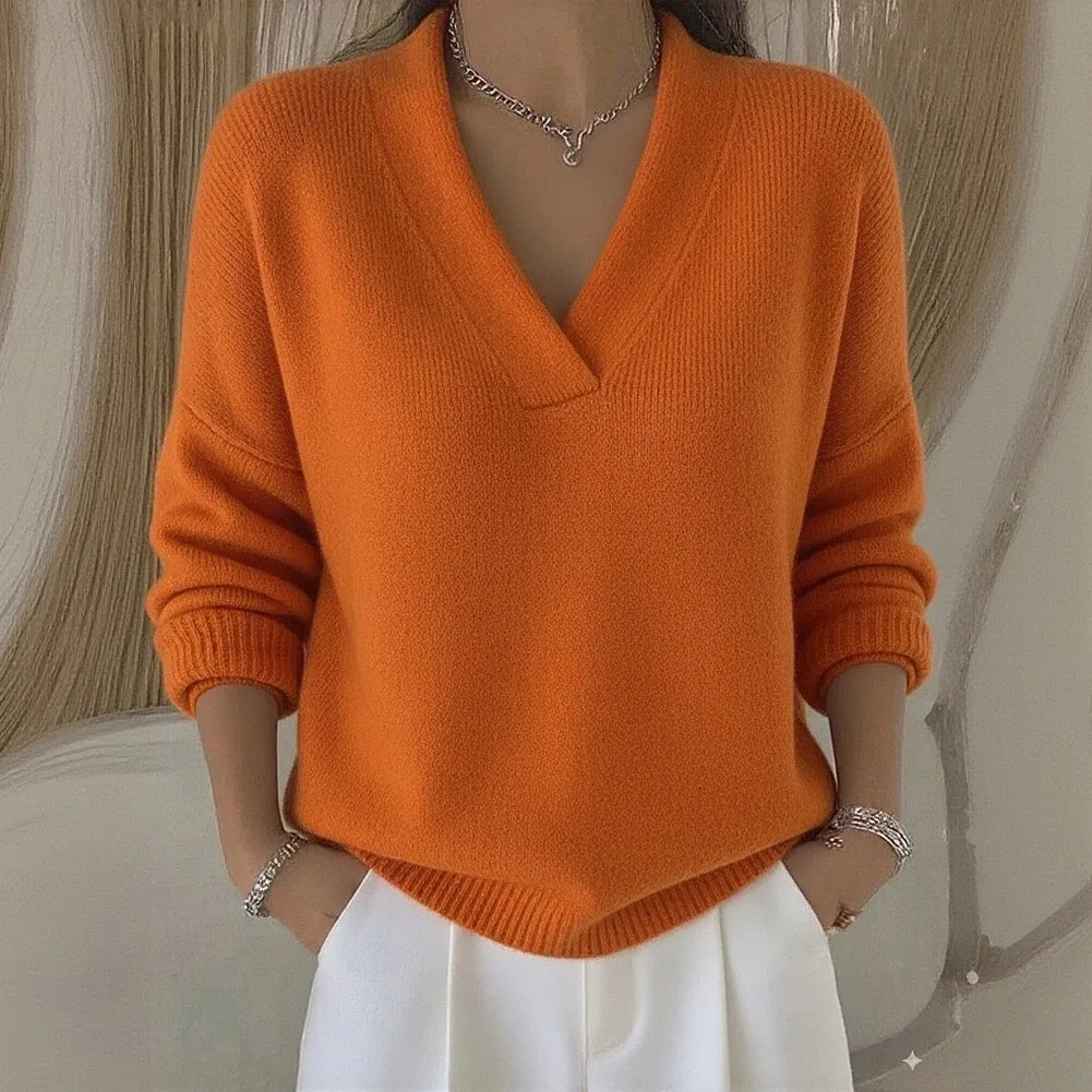 Loose for Fit Blouse Women Knitted Sweater For Autumn Season Easy Care Wash Fashion Elegant Style Autumn Winter Wear