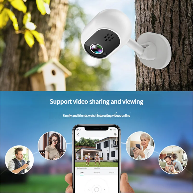 

two-way intercom infrared night vision motion detection alarm push home intelligent monitoring surveillance mini digital camera