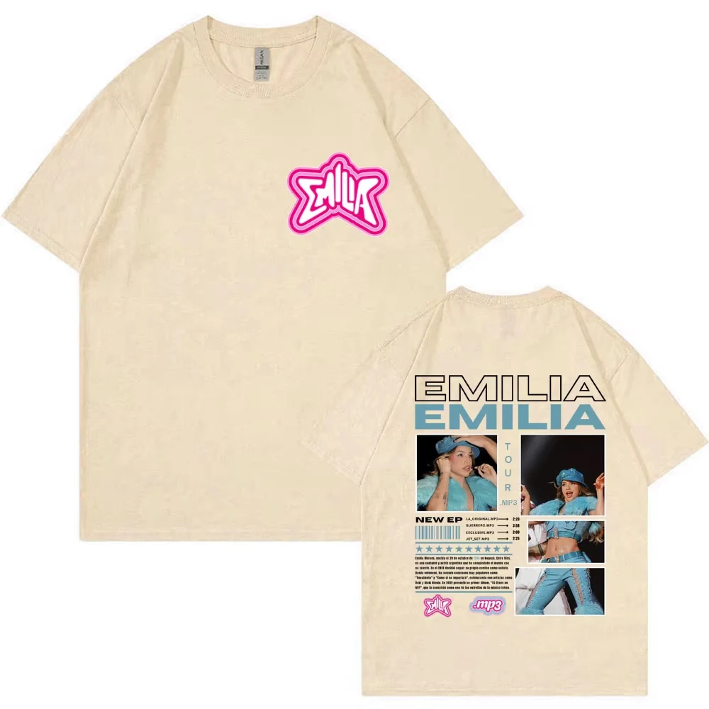 الرجال النساء Harajuku عالية الجودة قصيرة الأكمام القطن المتضخم الهيب هوب تي شيرت Y2k الشارع الشهير إميليا Mernes MP3 موضة تي شيرت #4