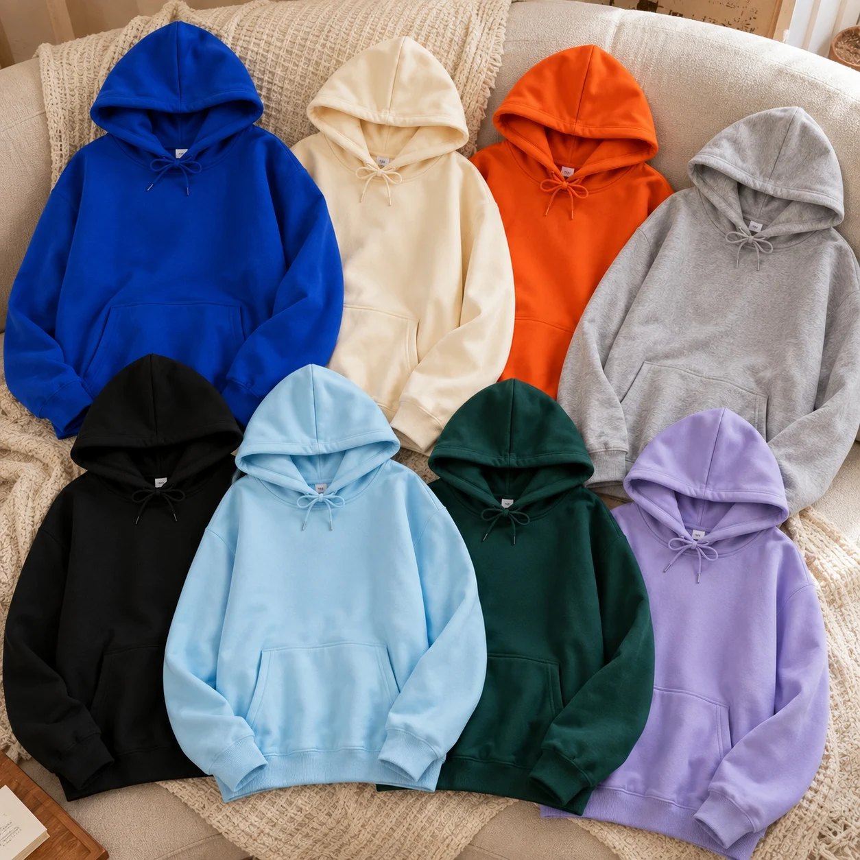 2026 Pullover Hoodie Men Women Autumn Winter Thin Fleece Casual Sweatshirt Solid Color Pocket Comfortable Streetwear Warm Top