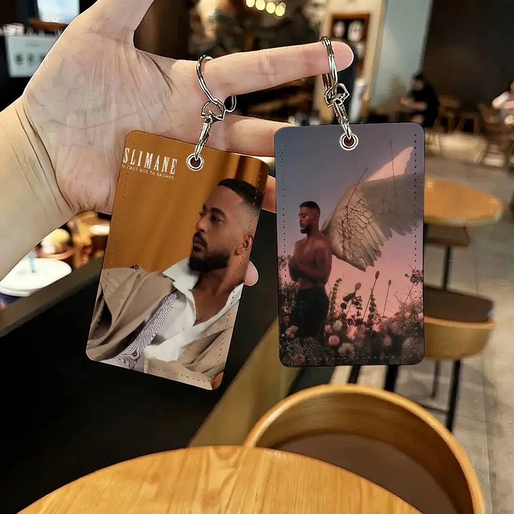 Singer Slimane Il faut que tu saches Card Holders Anti-lost Student ID Card Protective Cover Cases Campus Access Cards Key Chain