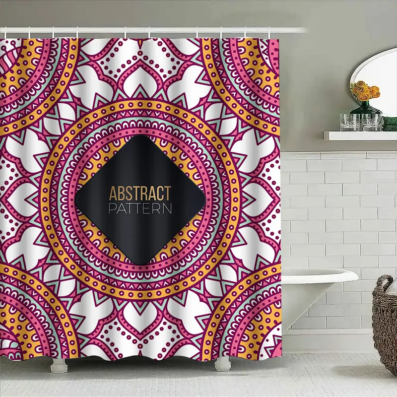 

Красочная занавеска для душа с мандалой и абстрактным узором, полиэфирная ткань, простая установка в украшениях для ванной комнаты для дома U