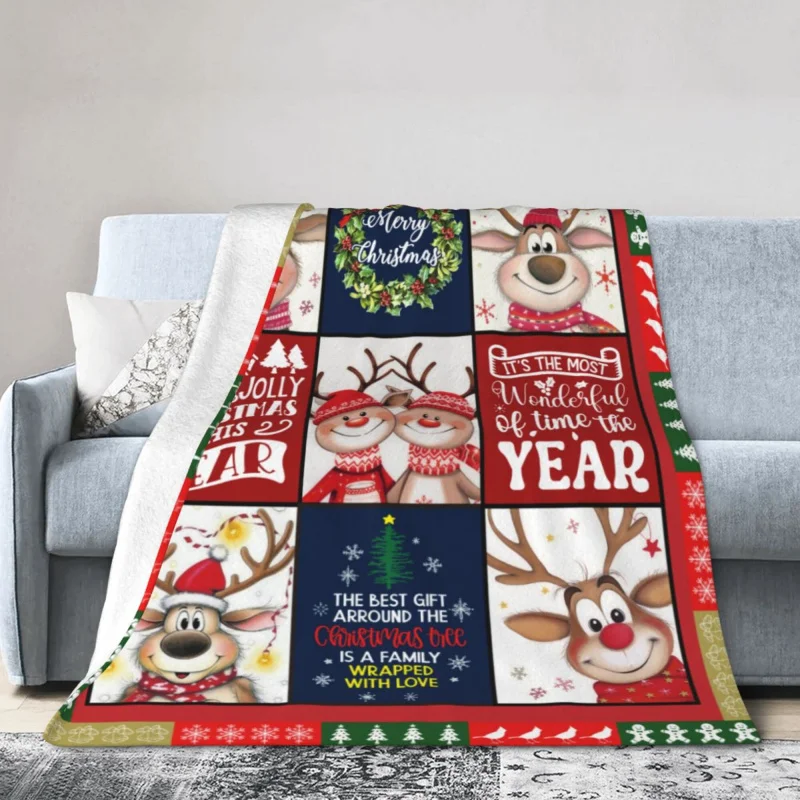 Christmas reindeer throw blanket, adult and children's gift blanket, soft flannel blanket for bed 60 