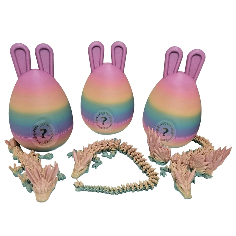 Oeufs d'oreille de lapin de pâques avec Dragon Dragon articulé complet dans l'œuf Dragon en cristal Fidget Toys 1 pièce