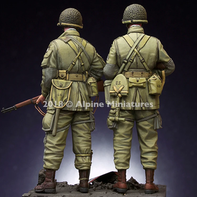 1/35, US 101st Airborne Trooper Set, with 2 different heads, Resin Model Soldier GK, Unassembled and unpainted kit