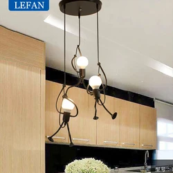 Creative Cartoon Little Man Chandelier Suspension Bedroom Bedside Hanging Lamp Restaurant Shop Home Pendant Light