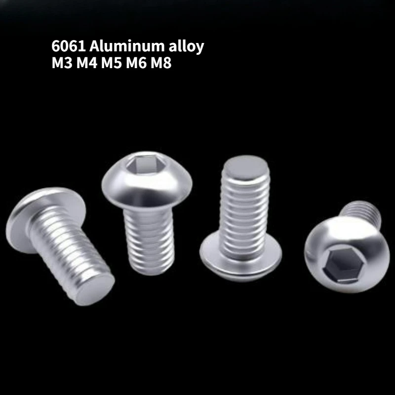 6061 Aluminum Alloy Half Round Head Hexagon Socket Screw GB7380 Pan Head Aluminum Bolt M3 M4 M5 M6 M8