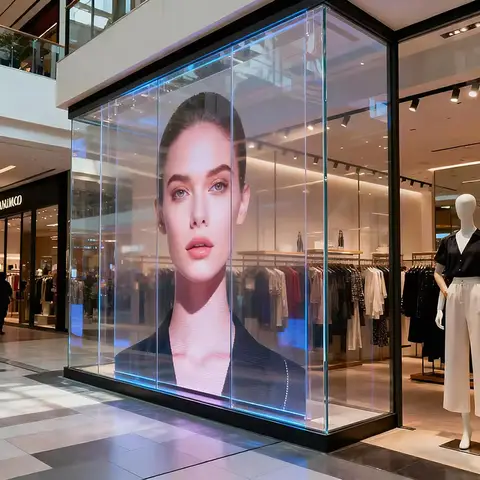 Flexible Transparent LED Display P6 P8 P10, Soft Curtain LED Screen, Foldable Transparent LED Video Window, High Transmittance