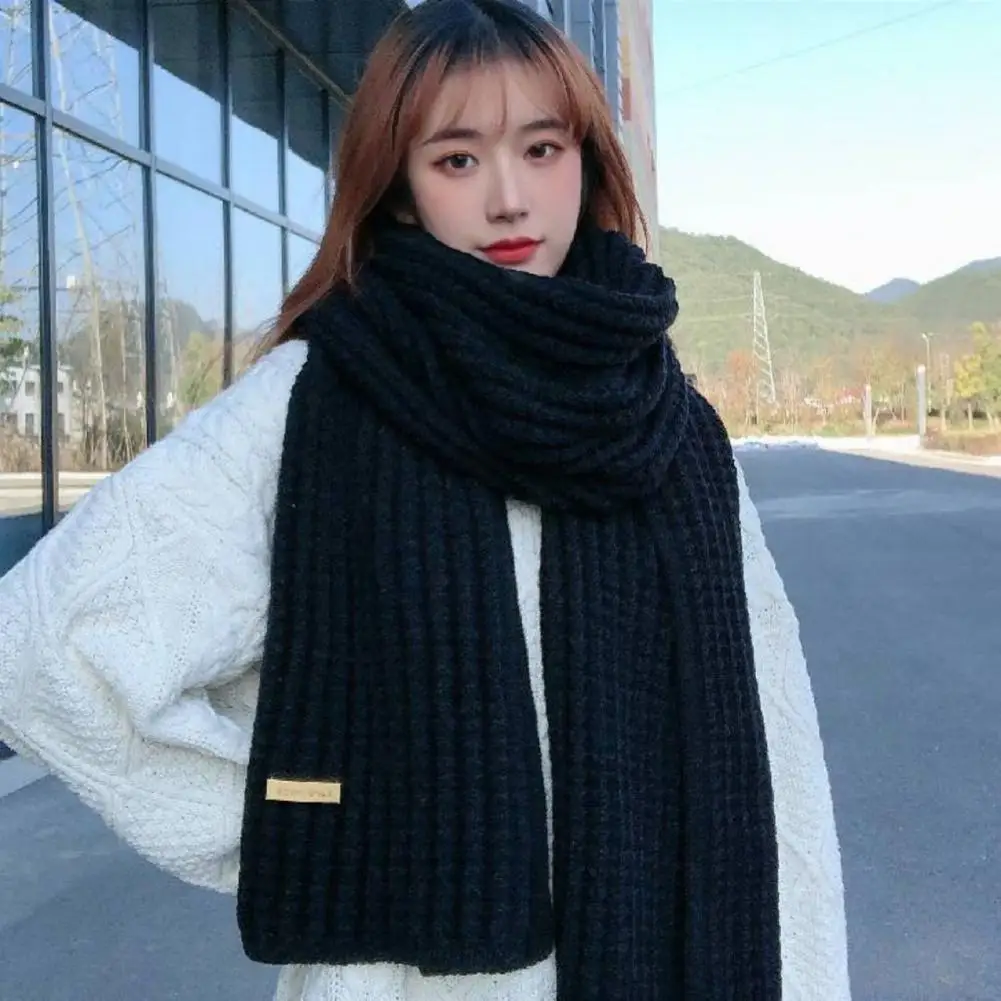 Winter Scarf Knitted Women Scarf Thickened Elastic Windproof Warm Shawl Lady School Outdoor Scarf Clothes Accessories