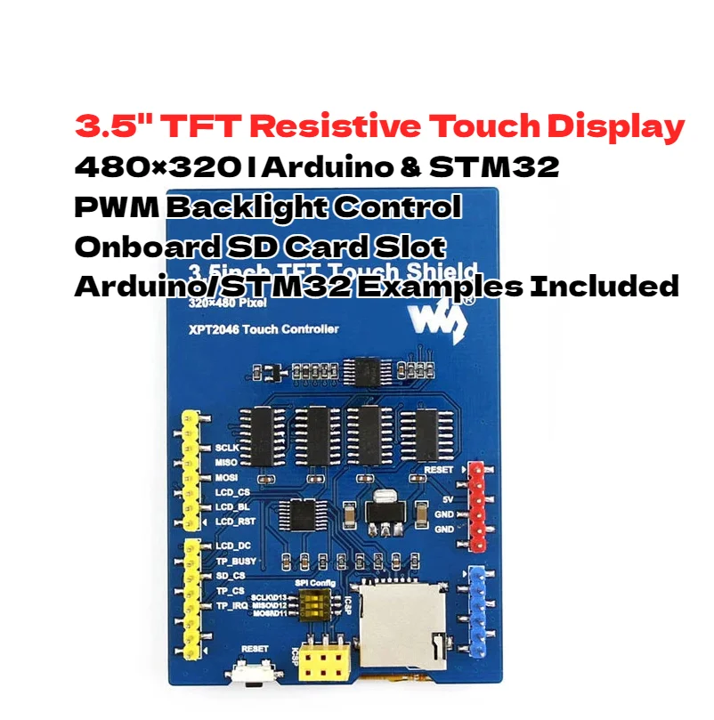 arduino用35インチtftタッチシールド--480x320抵抗膜式タッチスクリーン--ili9486-xpt2046--spiインターフェース--sdカードスロット