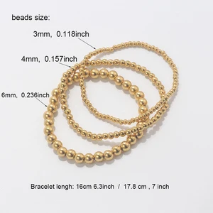 18k altın kaplama paslanmaz çelik boncuklu bilezikler, kadın modası, mücevher, kol düğmeleri, metalden boncuklar, hediye, 3 adet set En çok satılan 12 bilezik, altın ve 18 numara 11