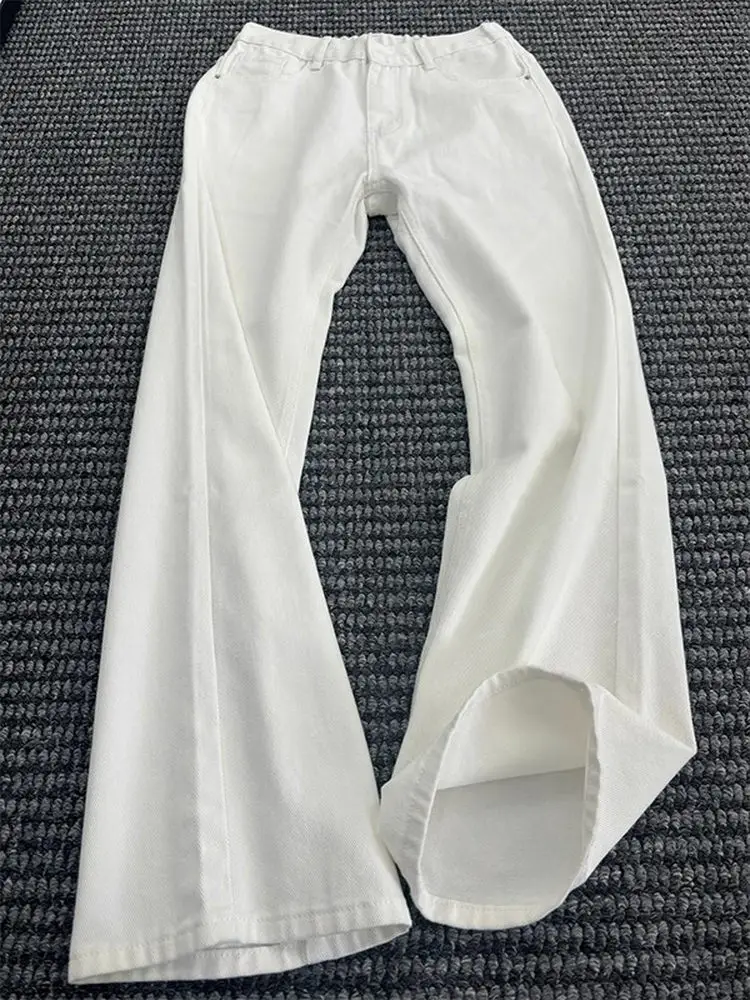 

White Slim Fit Straight Leg Jeans Men's Summer Thin CleanFit Knife Pants Wide Leg mid Waist Long Trousers Breathable