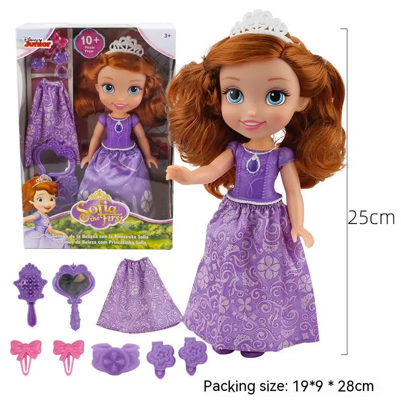 35cm Disney Princess Dolls Anime Figure Snow White Sofia Belle Alice Anna Dress Cartoon Doll Educational Child Birthday Gifts