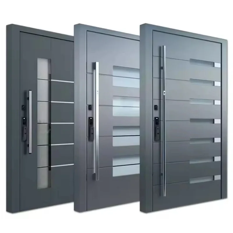 New val Customize House Exterior Entrance Security Pivot Door Safety Front Main Gate Wrought Aluminum Slab Entry Doors