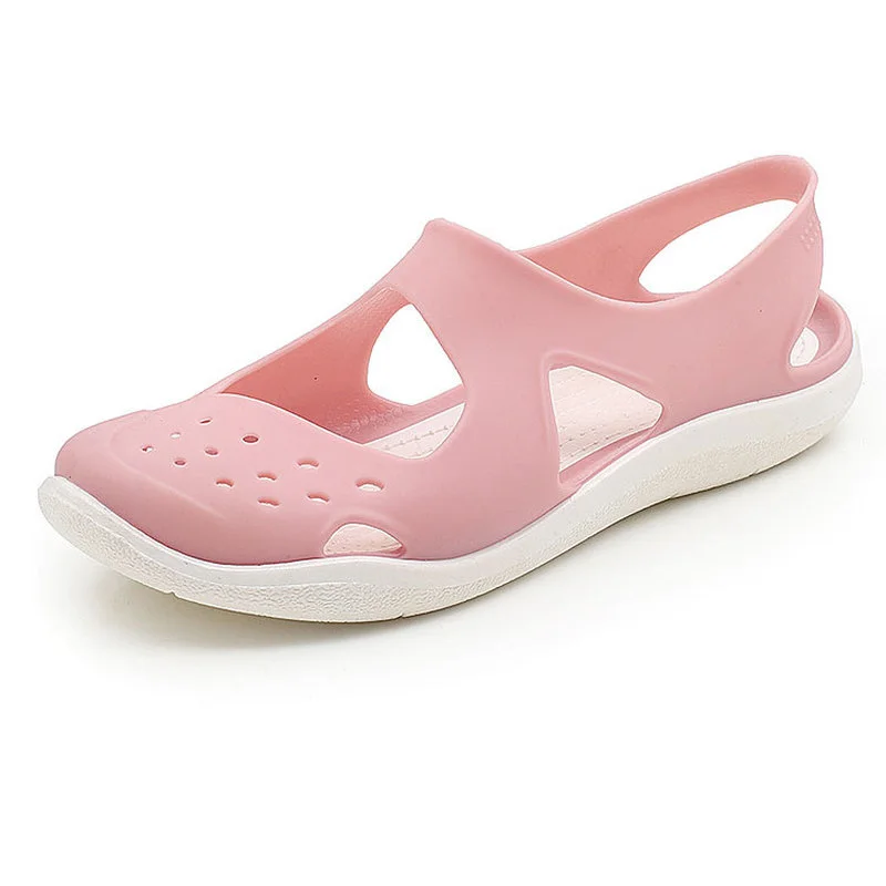 

Comemore Women Jelly Sandals Comfortable Summer Soft Shoes Female Flat Plastic Waterproof Garden Shoe Pink 2023 Beach Footwear