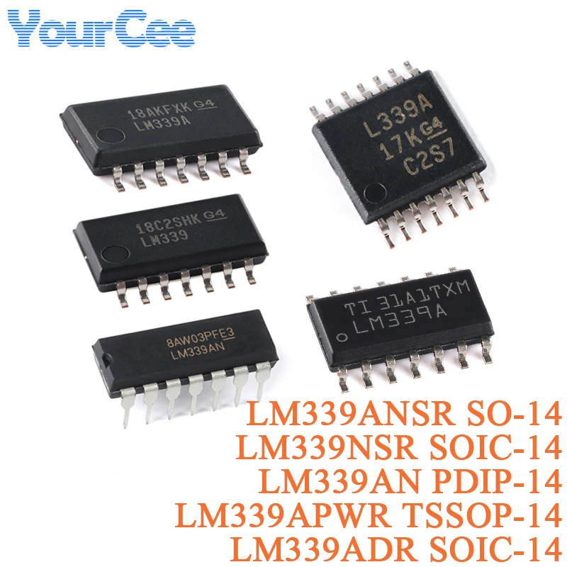 5Pcs LM339 LM339A LM339ANSR SO-14 LM339NSR LM339ADR SOIC-14 LM339AN PDIP-14 LM339APWR TSSOP-14 Quad Differential Comparator Chip