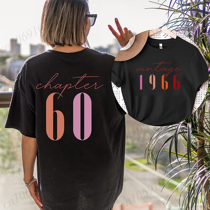 الكلاسيكية 1966 الجرافيك طباعة موضة المرأة تي شيرت خمر 60th عيد ميلاد المرأة الجمالية تي شيرت 60 عيد ميلاد عادية تي شيرت