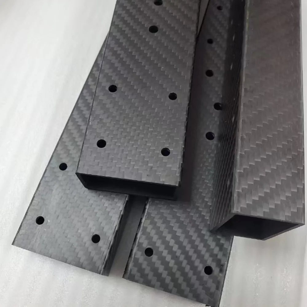 Customized Carbon Fiber Cutting Processing Square Tube Pipe Duct CNC Milling Machining Board Arm