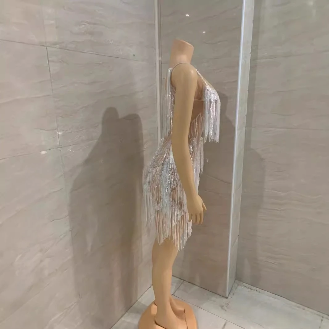공연 의류 하이 엔드 패션 섹시한 프린지 튜브 탑 라인 석 체인 허리 스커트 세트 바 나이트 클럽 Vestidos De Gala Mujer
