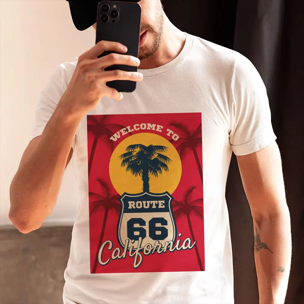 America Highway Route 66 The Road of Freedom Old School Gift T shirt for Biker 0716 Mother Road Graphic Clothes All Size Tees