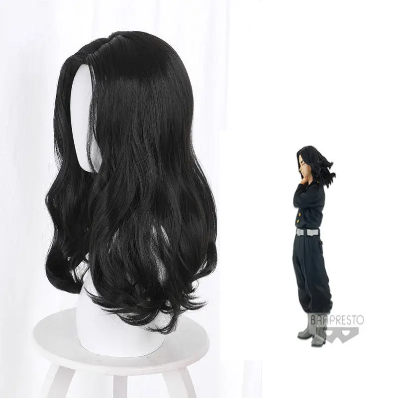 شعر مستعار طوكيو أفنجرز كيسوكي كايدا أسود متوسط الحجم ومموج قليلاً ومتوسط الطول #3