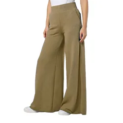 Women Summer Wide Leg Pants Fashion Casual High Waist Elegant Flare Trousers Solid Holiday Loose Female Long Pants With Pockets