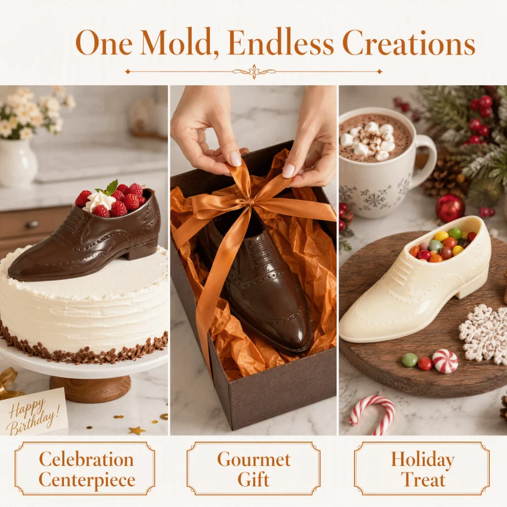 ABS Men's Leather Shoe Chocolate Mold Big Size 3D Shoe Shape Chocolate Candy Mold Easy To Use Baking Pastry Tool