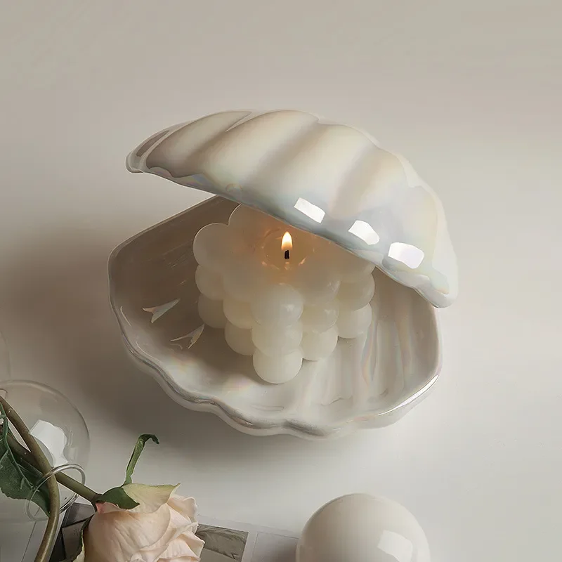 Beihan Ceramic Shell Lamp Pearl Night Light for Bedroom Decoration Ins Style Girl Dream Ornament Hot Cross Border Item