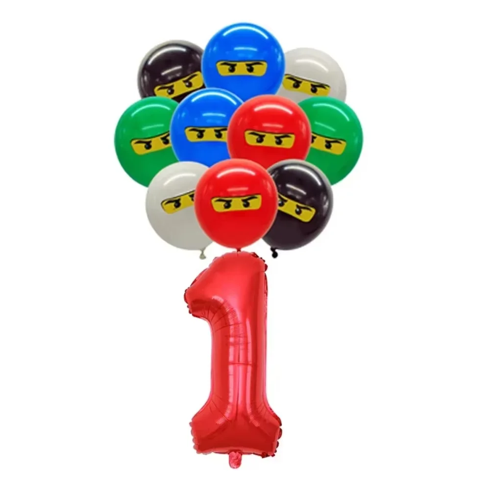 Geburtstagsparty-Dekorationsset: Ninjato-Becher, Teller, Banner, Schlüsselanhänger, Luftballons für Jungen, Kindergeburtstag, Babyparty, Fotokabinen-Requisiten