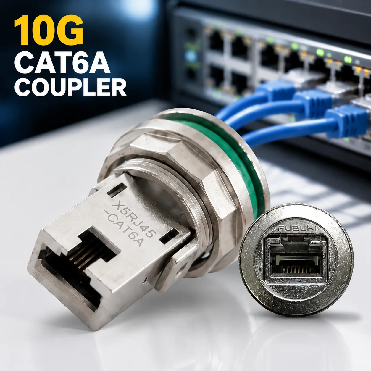 Shielded Metal RJ45 Coupler Female to Female 8P8C Cat6A 10G Ethernet Keystone Connector