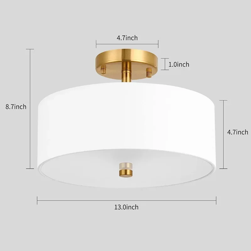 Imagem -05 - American Vintage Led Ceiling Light Tecido Branco Simples Circular Lustre Pórtico Living Quarto Sala de Jantar Retro