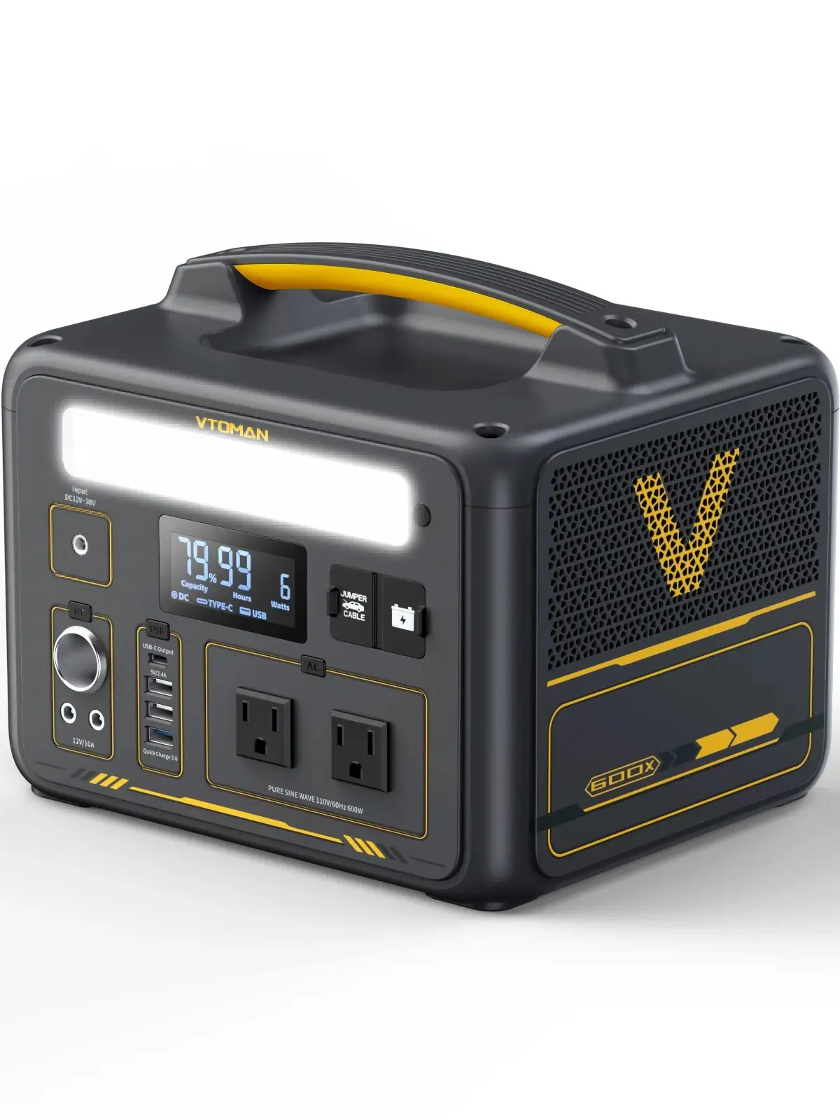 VTOMAN JUMP 600X tragbares Kraftwerk 299 Wh Solargenerator LiFePO4 1200 W Peak Power Powerstation Notfall-Backup