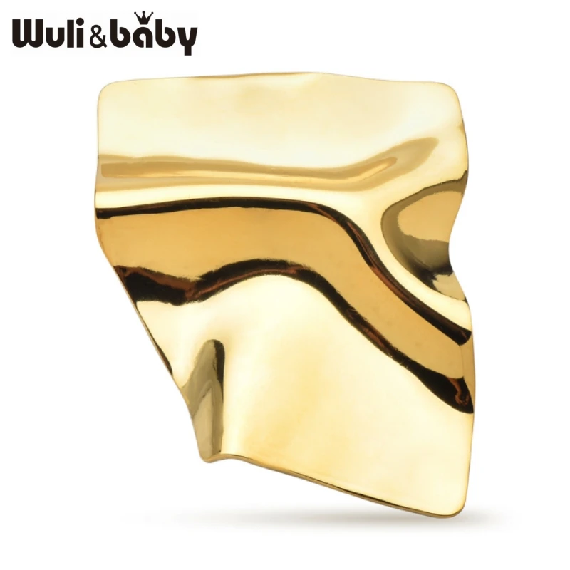 Wuli&baby Geometric Silk Surface Stainless Steel Brooch Pins For Women Punk Luxury Metal Badge For Coat and Hat