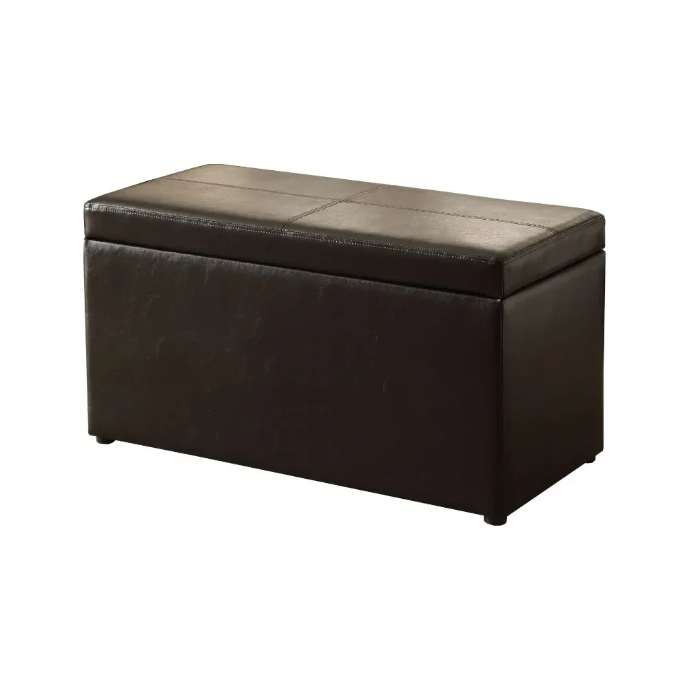 

30" Hinged Storage Ottoman, Faux Leather Brown