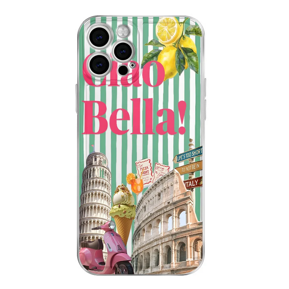 Italy Pisa Colosseum Lemon Bella Collage Phone Case For Samsung S26 S24 S25 Ultra S23 FE S22 S21 S20 A14 A53 A33 A54 Soft Cover