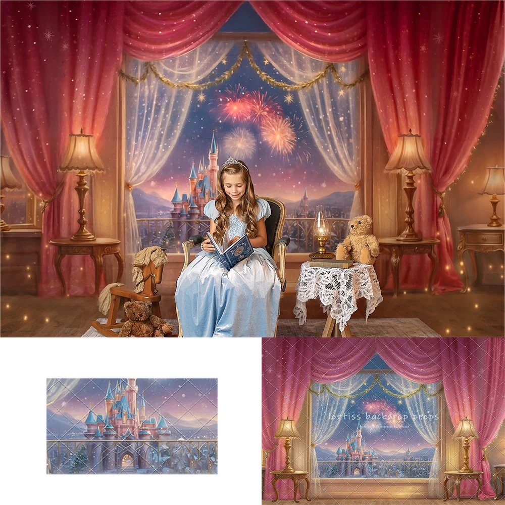 

Holiday Firework Castle Backdrops Child Family Photography Baby Photocall Decors Girl Birthday Classic Hall Backgrounds