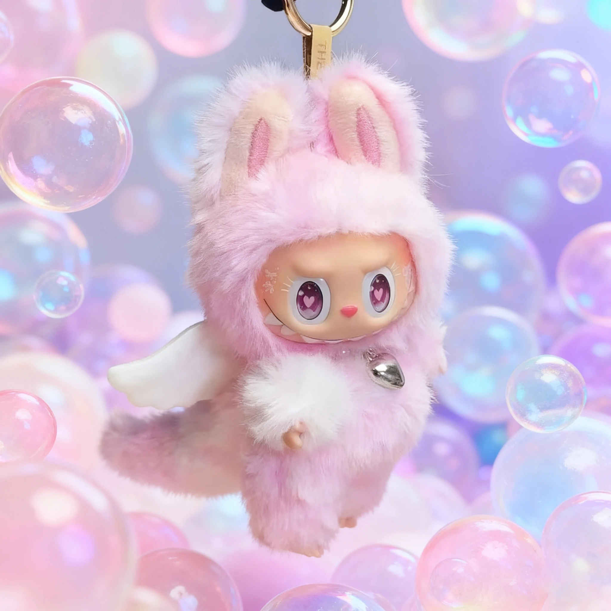 

V1,2,3Labubu, одежда для кукол, зеленый бархат, маленький ангел, розовые кроличьи ушки, плюшевый комплект одежды «Маленький дьявол»