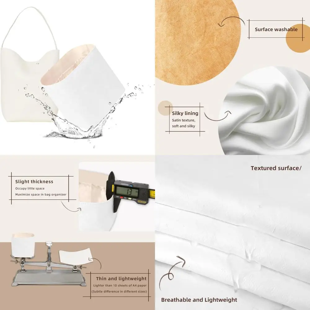 

medium-sized water-resistant paper purse organizer with silk lining for tote bags