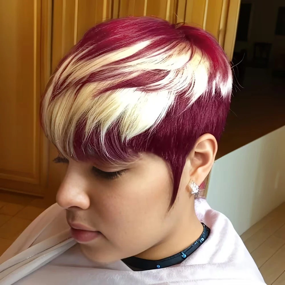 

Парик с стрижкой пикси Короткие прямые парики из человеческих волос Базильские волосы Remy с челкой для женщин Полная машинная кепка Повседневная вечеринка Косплей