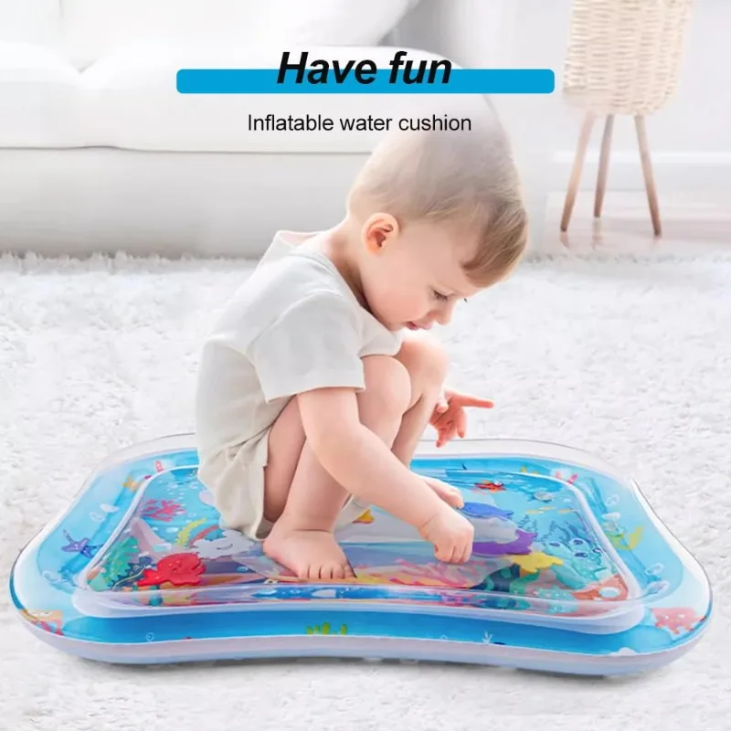 Inflatable Baby Crawling Mat Summer Cooling Water Sensory Play Bed Pet Pat Play Ocean Fish Water Cushion Cat Dog Interactive Toy