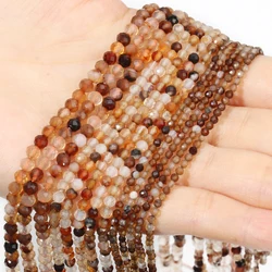 2/3/4mm Faceted Coffee Agate Natural Gem Stone Bead Round Tiny Beads For Jewelry Making DIY Necklace Bracelet Accessories 15''