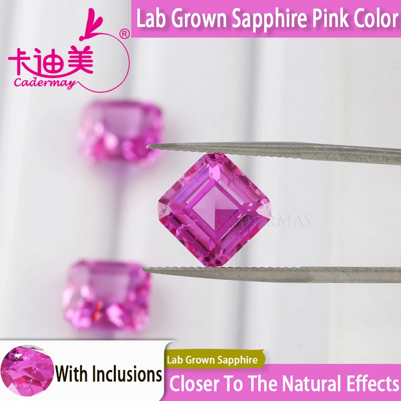 

CADERMAY AGL Certificate Lab Grown Pink Sapphire Loose Stone Asscher Octagonal Shape Ring DIY Fine Jewelry Making Gemstones