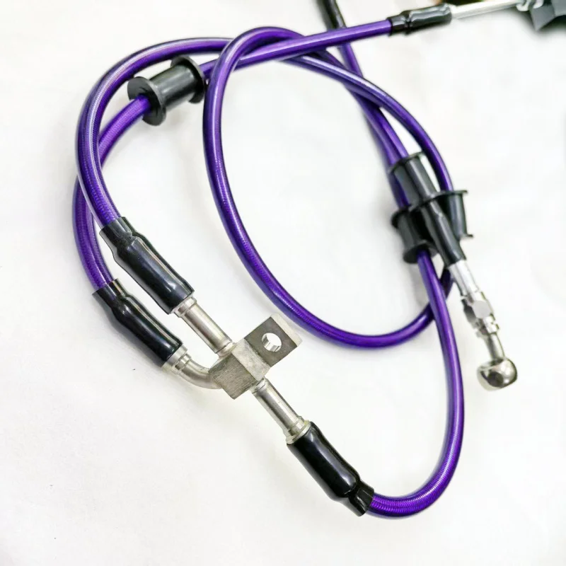 Motorcycle Electric Vehicle Brake Hose Steel Throat ThreeWay Front Winding Oil Pipe